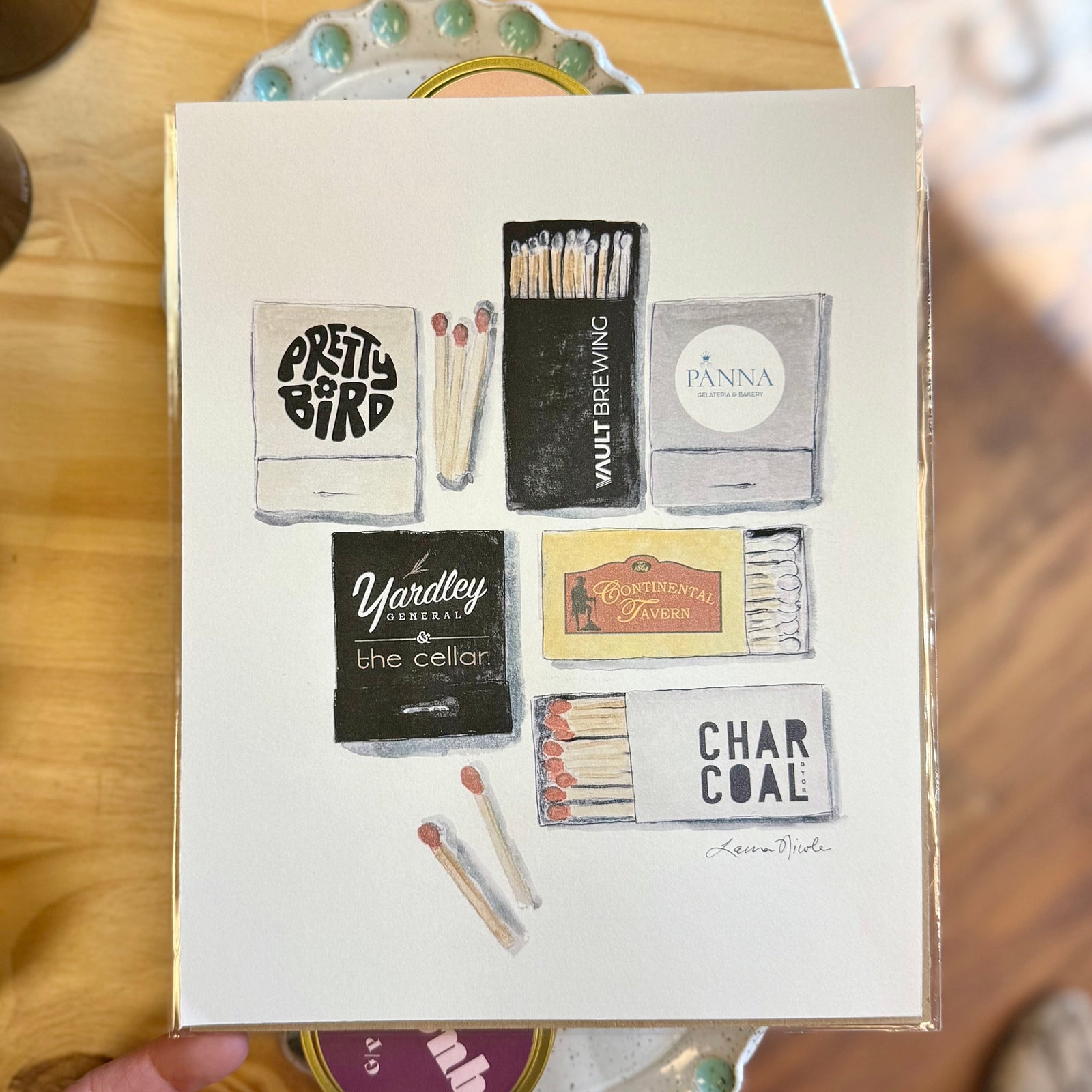 Yardley Pennsylvania Restaurant Matchbook watercolor print