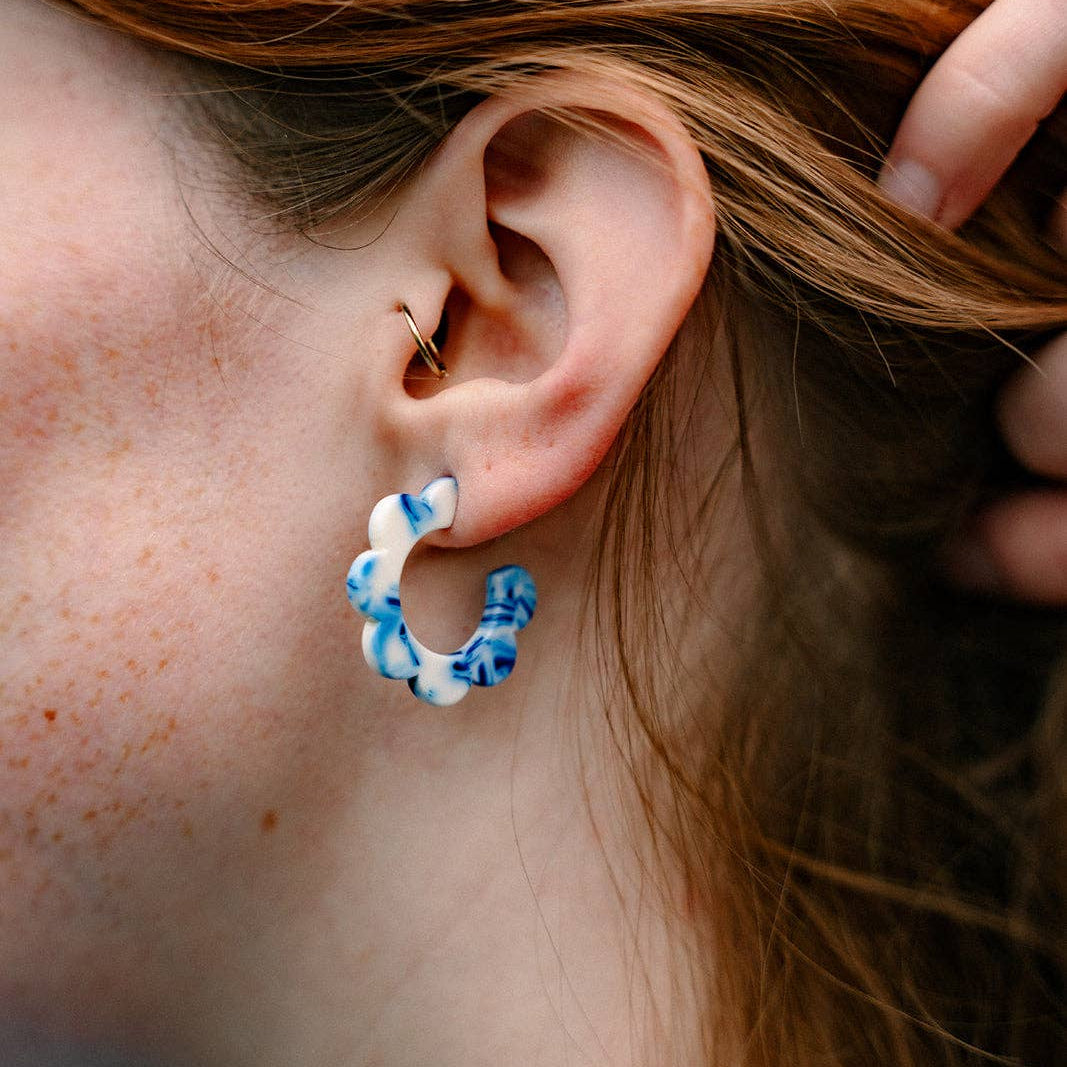 Flora Mini Hoops in Greek Goddess Blue