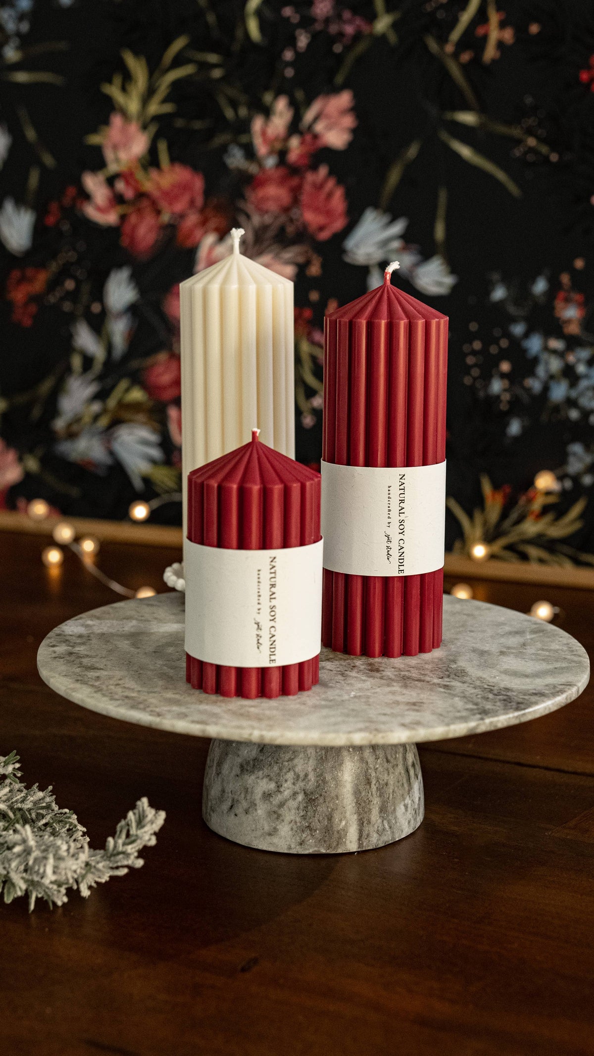 Ribbed Pillar Candles | Holiday Edition