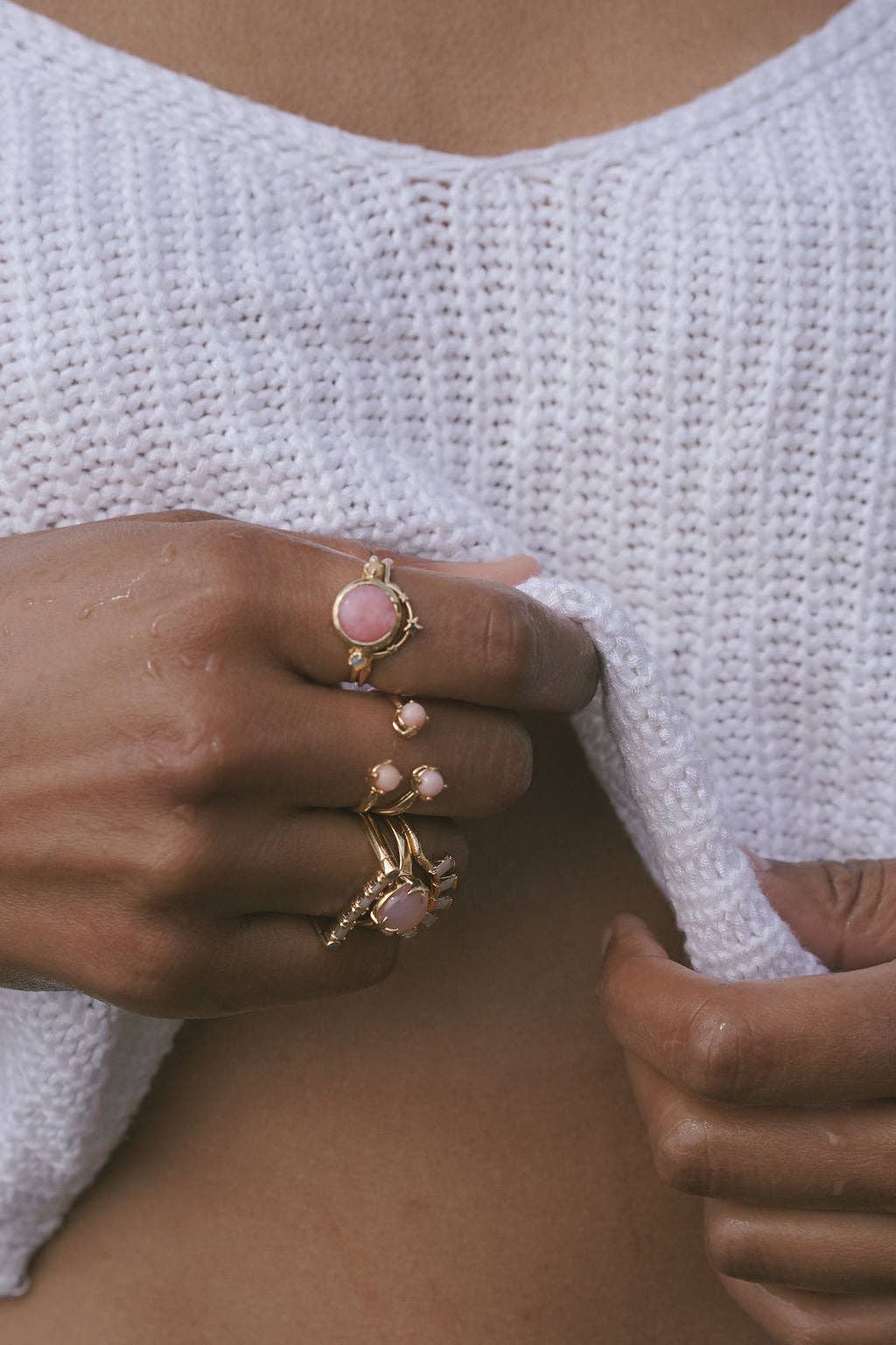 Hidden Star Ring with Pink Opal and Opal