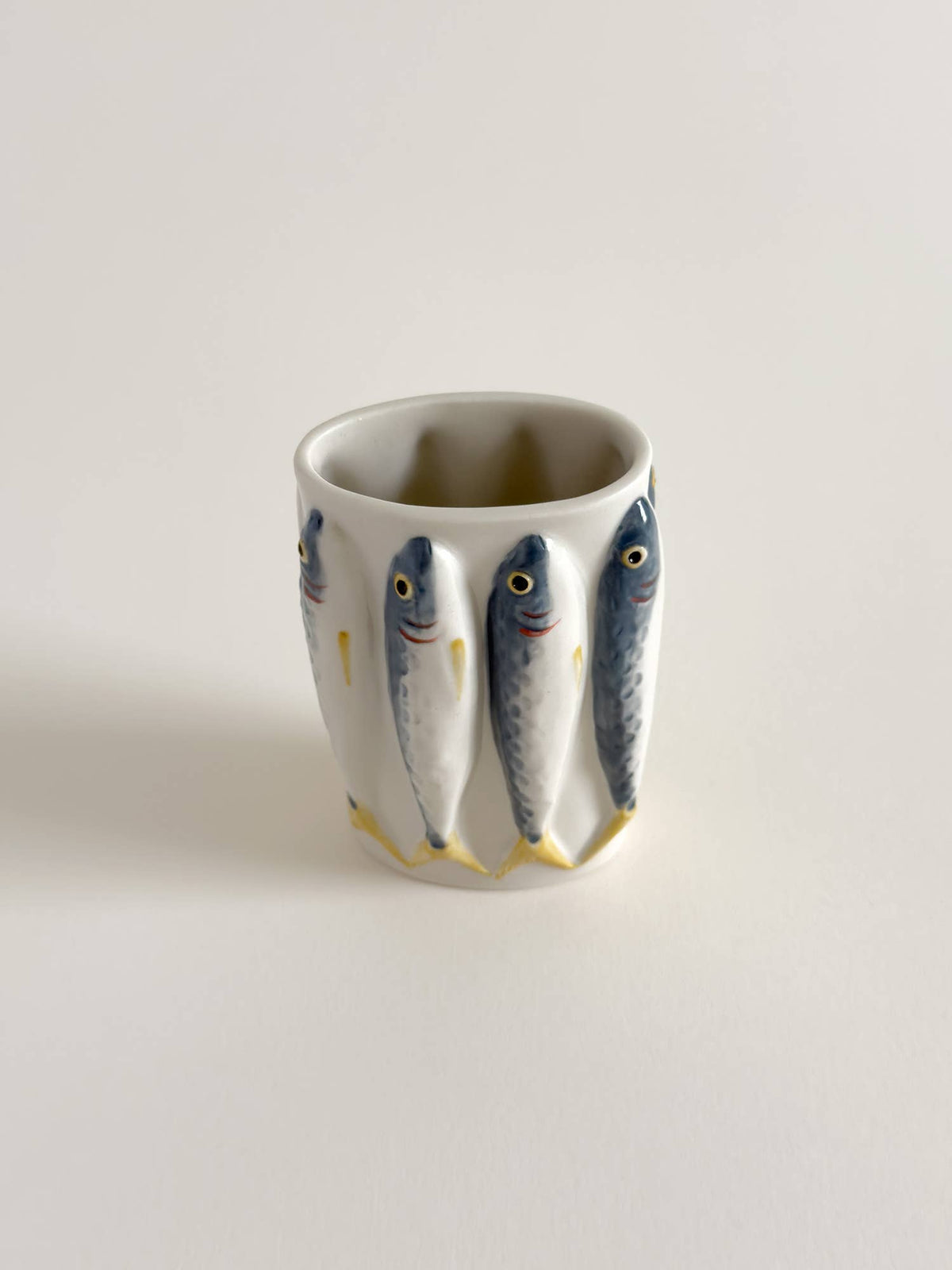 Hand-Painted Porcelain Sardine Fish Vase