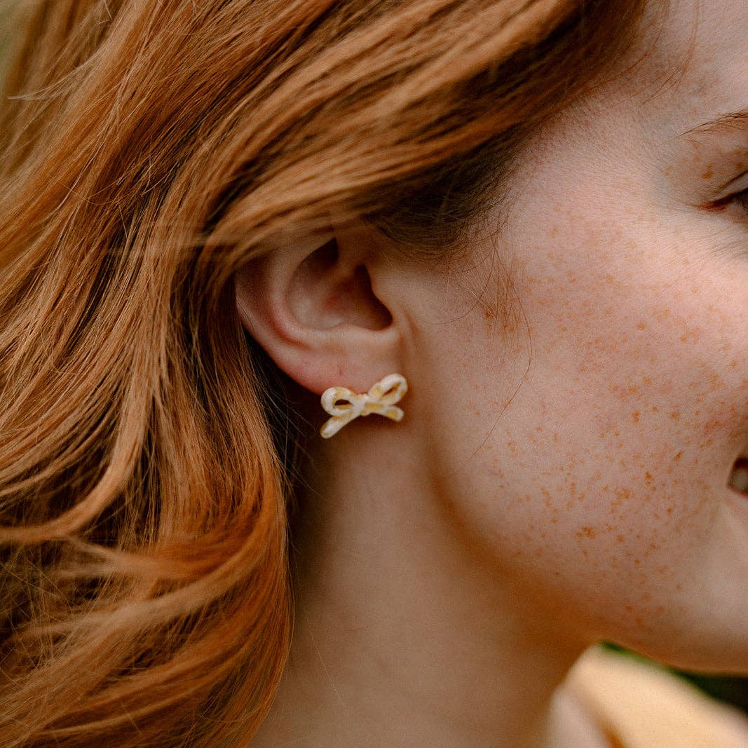 Bowie Studs in Buttercream Dot