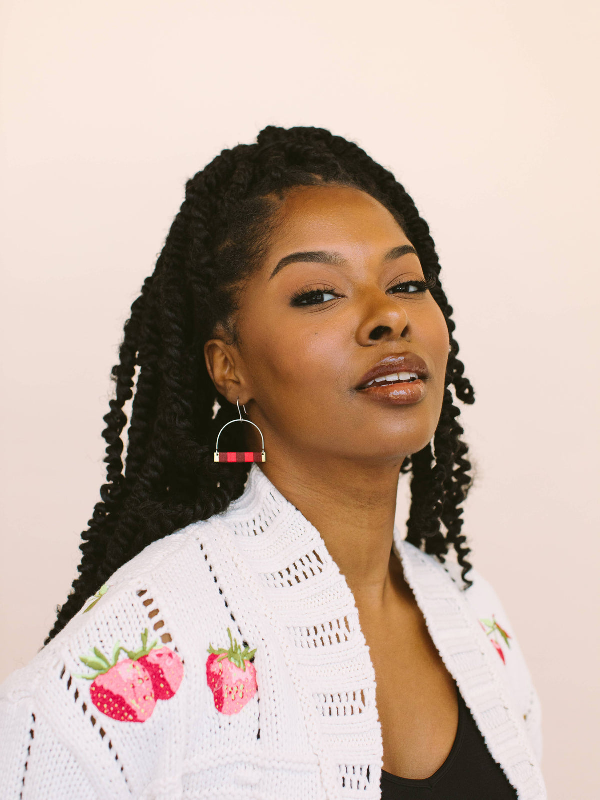 Checkerboard Earrings in Cherry & Plum