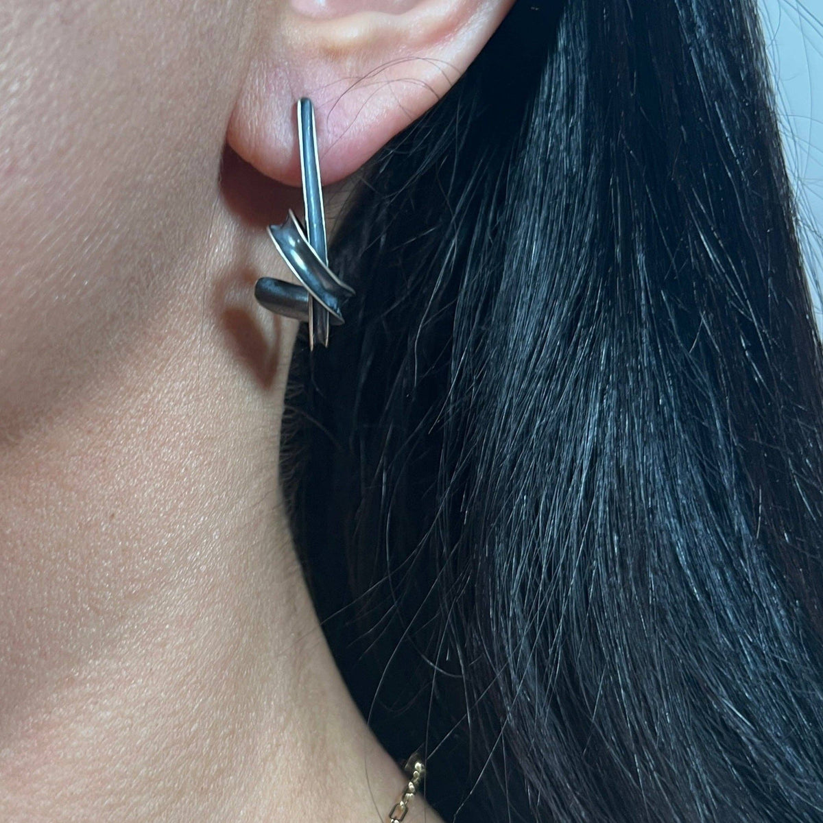 Twin Twist Knot Earrings - Brass