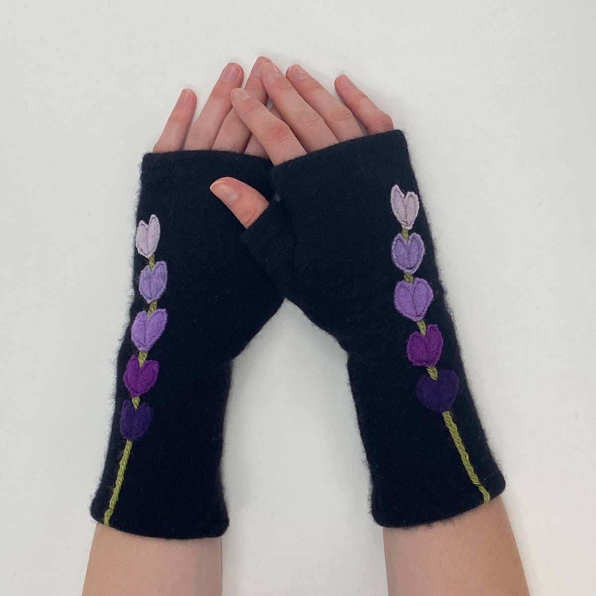 Lupine Gold Fingerless Cashmere Gloves