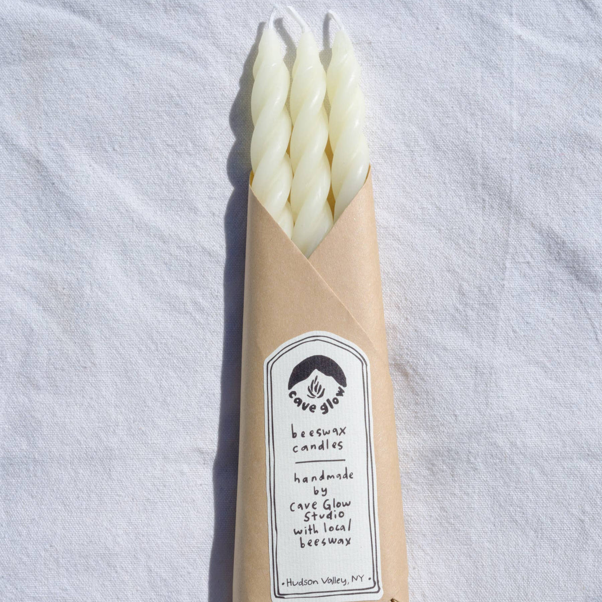 White Beeswax Taper Candles (Set of 3)