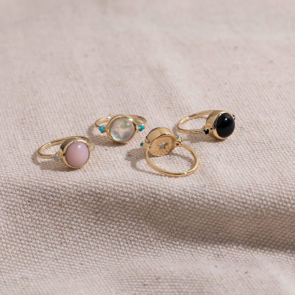 Hidden Star Ring with Pink Opal and Opal