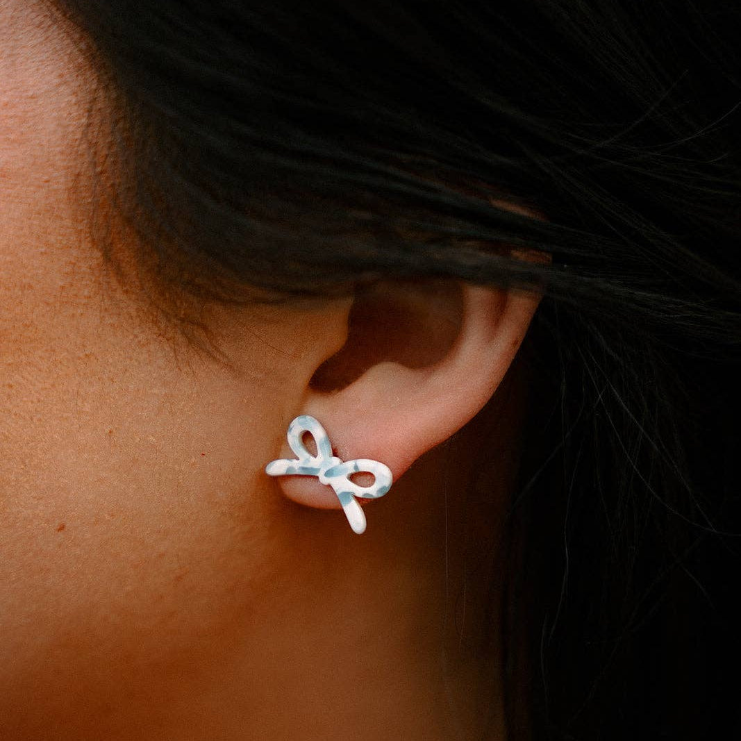 Bowie Studs in Pastel Blue Dot