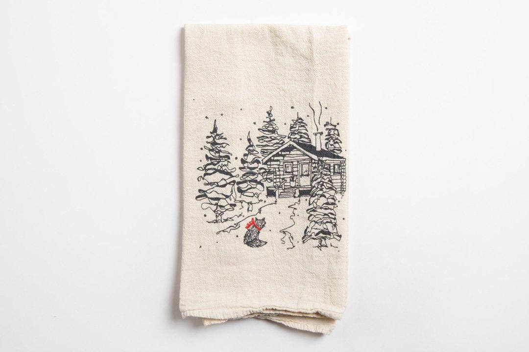 Fox at Cabin Kitchen Towel