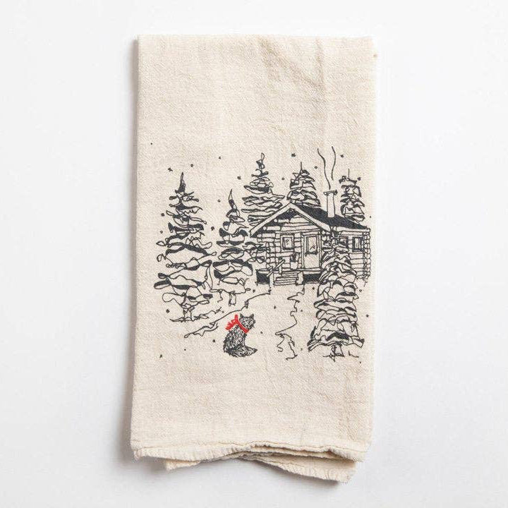 Fox at Cabin Kitchen Towel