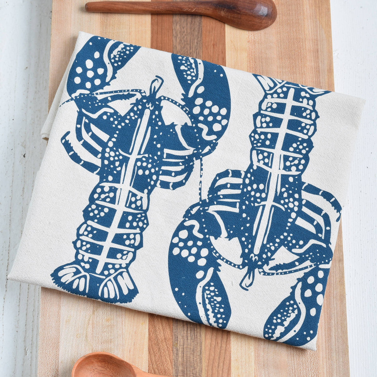Double Lobster Tea Towel - Navy
