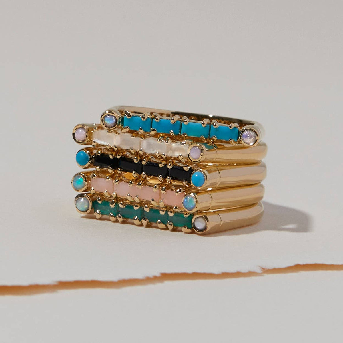 Cha Cha Bar Ring with Turquoise and Moonstone