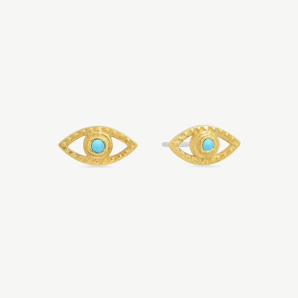 Lone Eye Stud Earrings with Turquoise