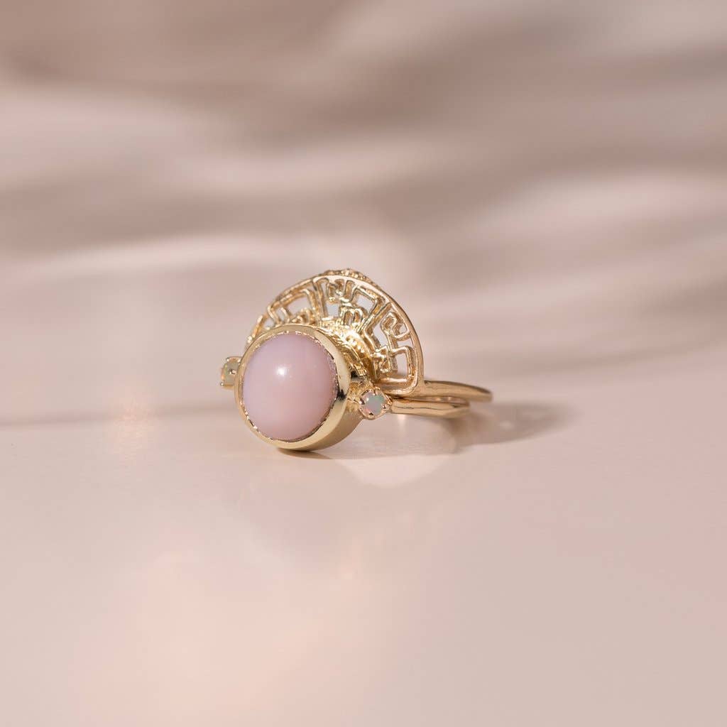 Hidden Star Ring with Pink Opal and Opal