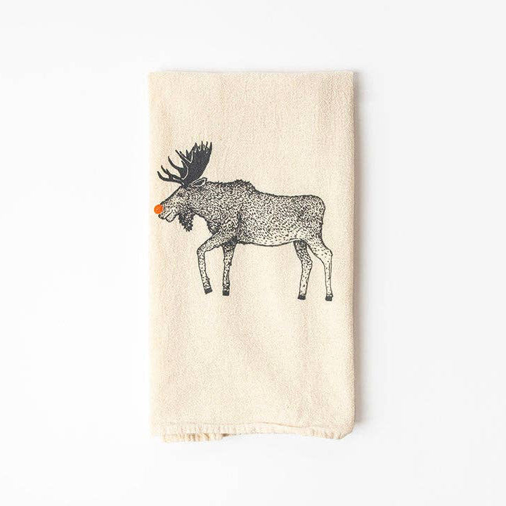 Red Nose Moose Kitchen Towel