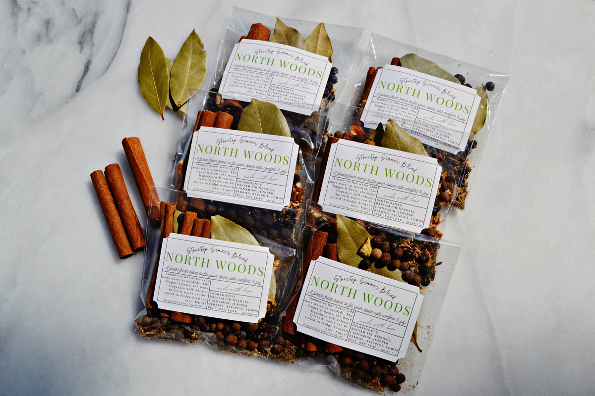Simmer Pot Stovetop Spice Christmas Holiday "North Woods": Brown kraft standup pouch