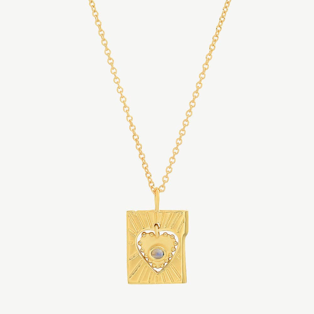 Lace Heart Necklace with Moonstone