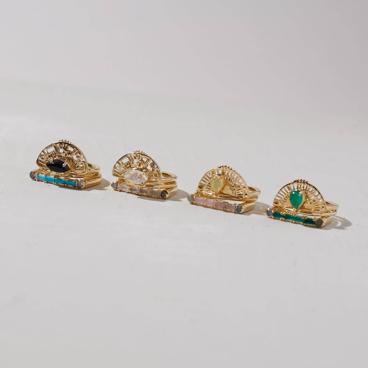 Cha Cha Bar Ring with Turquoise and Moonstone