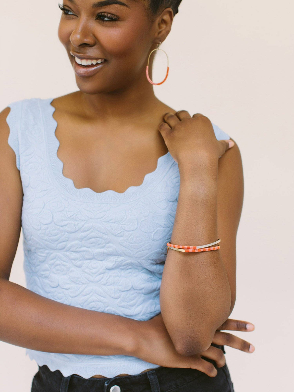Checkerboard Bangle: Storm & Breeze / Gold