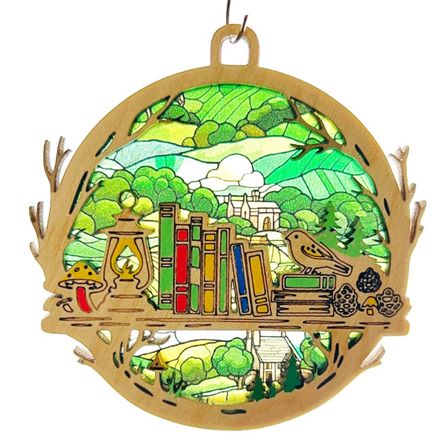 Bookshelf in the Forest Ornament Suncatcher
