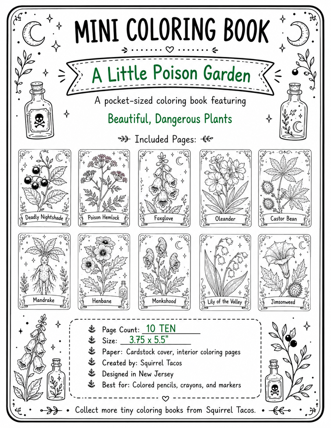 Mini Coloring Book – Poisonous Plants
