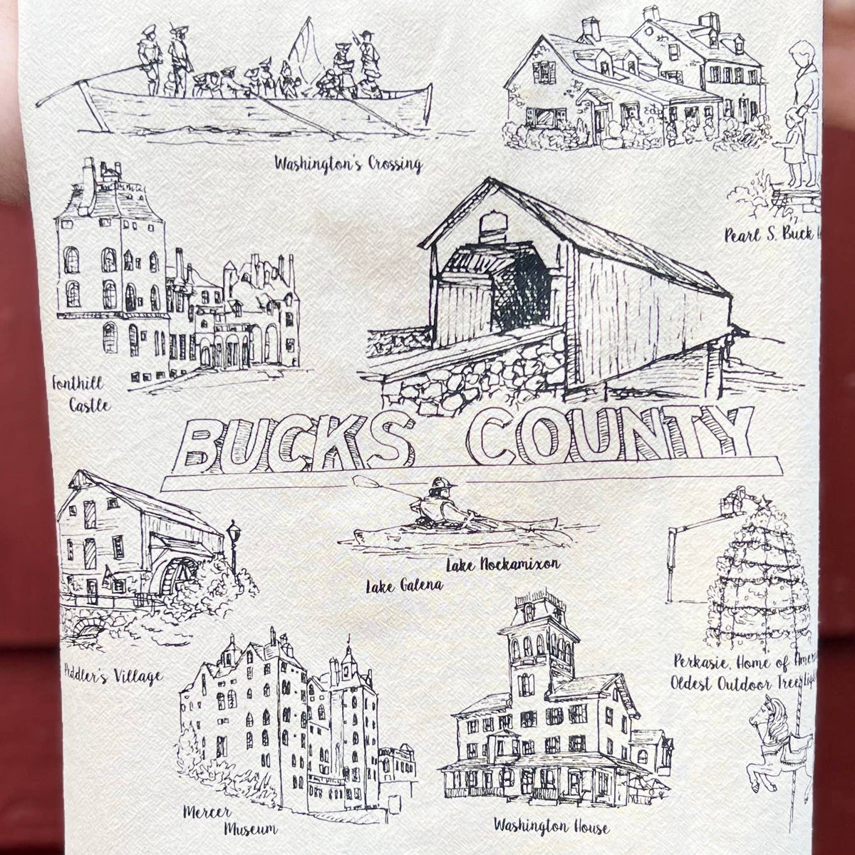Bucks County Pennsylvania Tea Towel