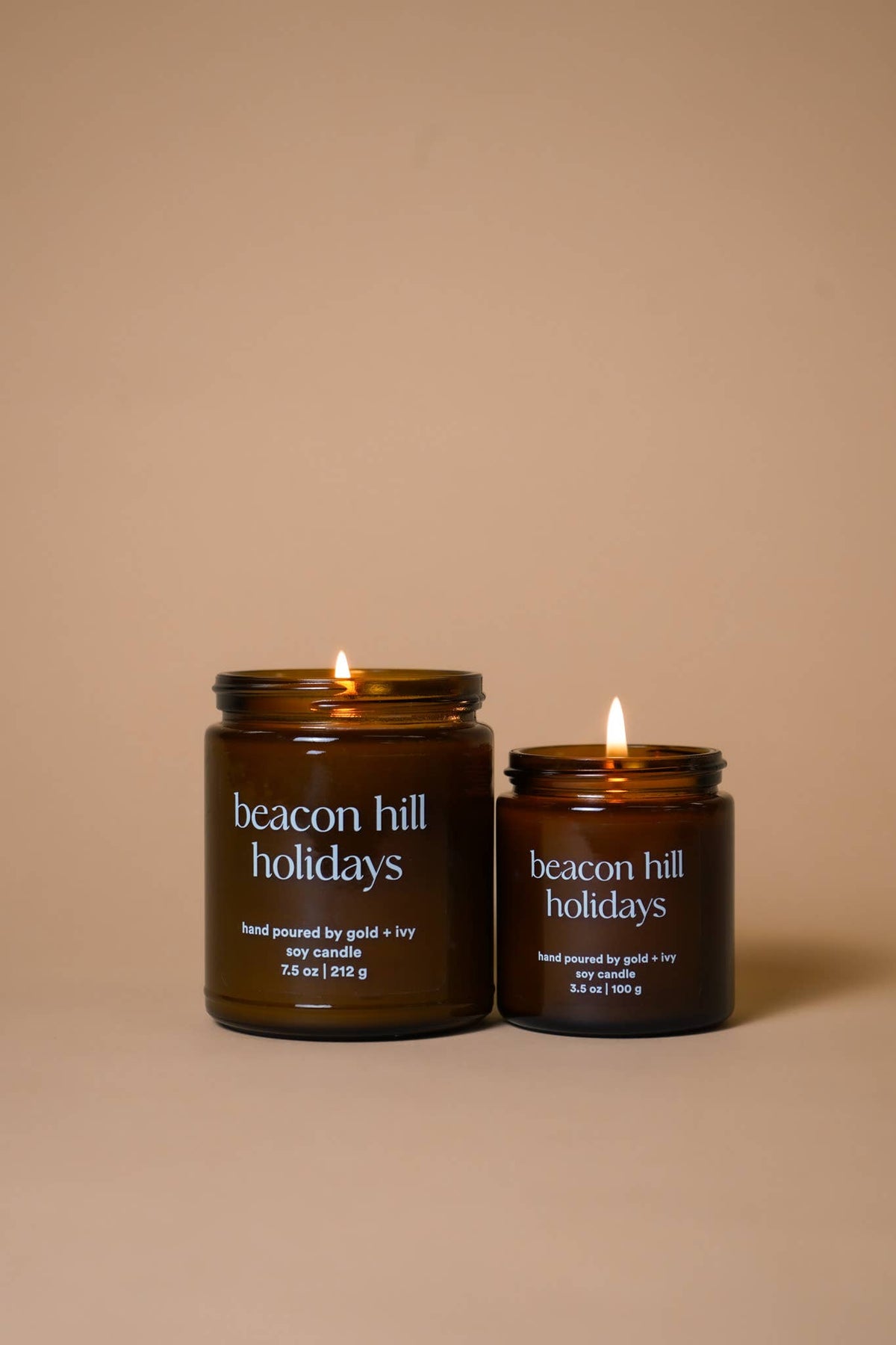 Custom Branded Soy Candles - 7.5 oz - Amber: Gold Lid / Evergreen forest