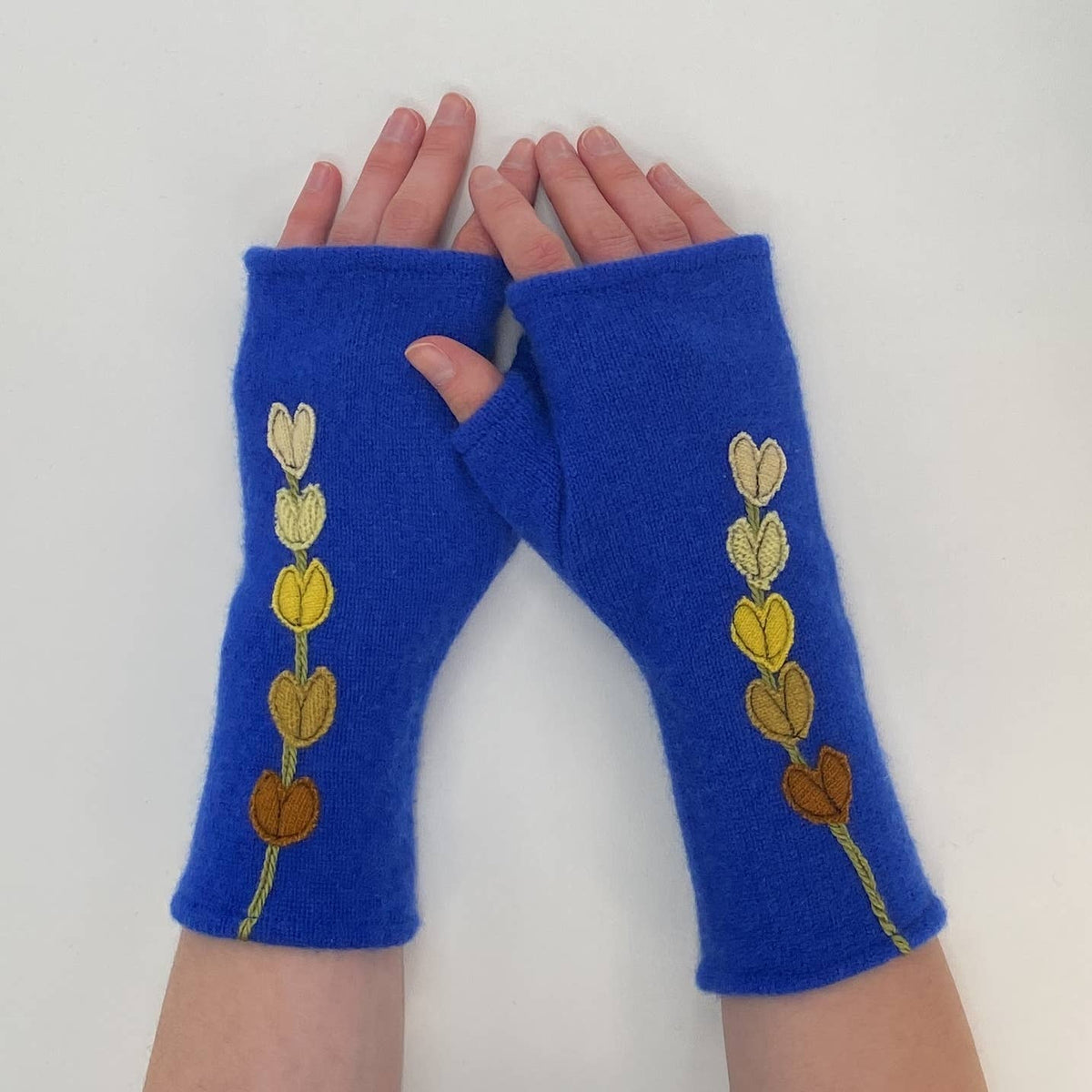 Lupine Gold Fingerless Cashmere Gloves
