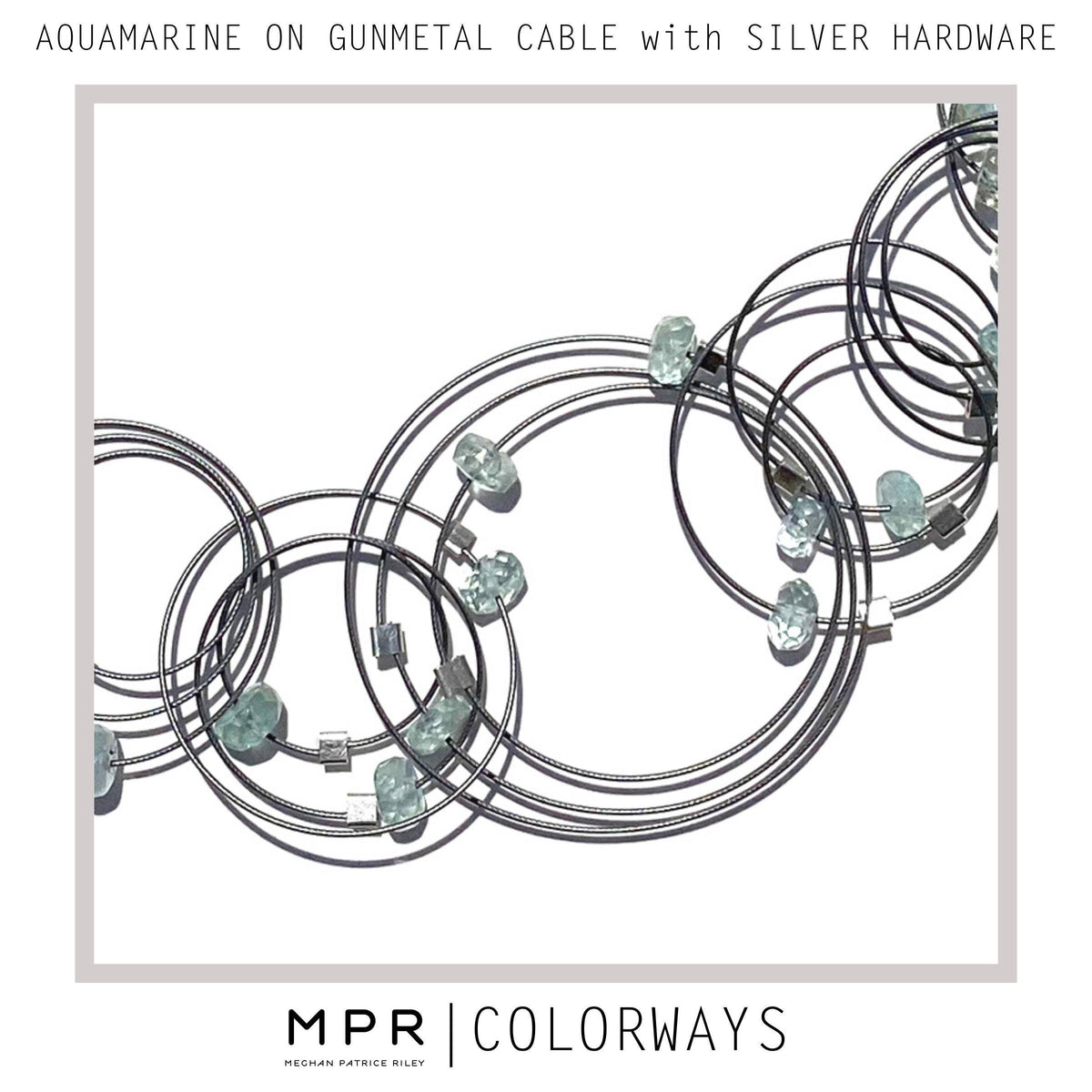 Handmade aquamarine mini tear earrings on gunmetal steel cable with silver hardware, unique artisan gift. - Aquamarine Mini Tears Earrings with Steel Cable