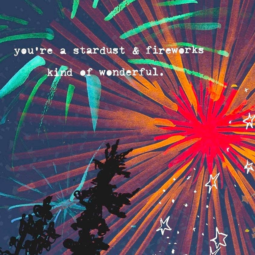 Stardust and Fireworks — Birthday, Thank You, Anniversary, Friendship Card: Eco-friendly card pocket