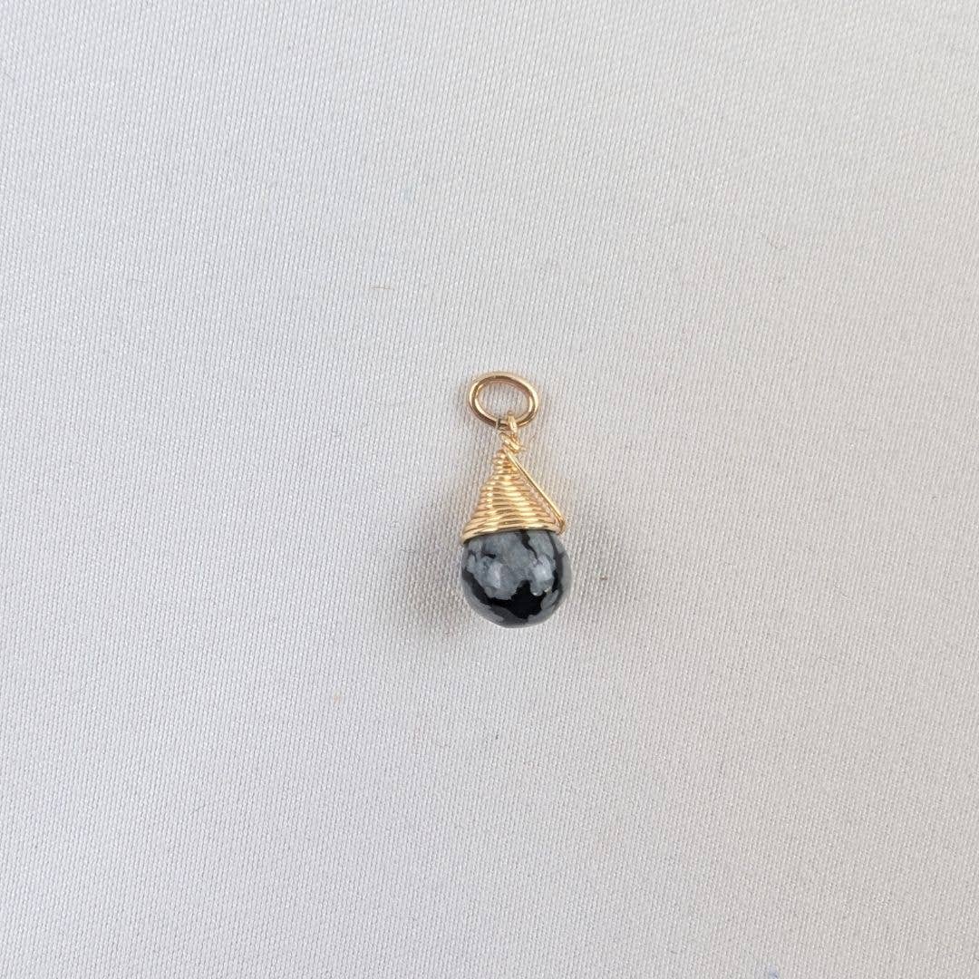 Unity Snowflake Obsidian Charm in Gold