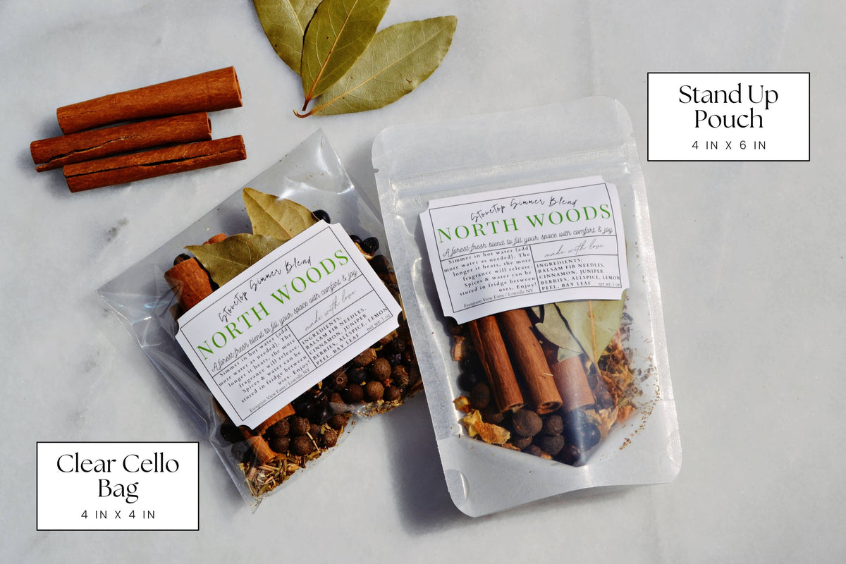 Simmer Pot Stovetop Spice Christmas Holiday "North Woods": Brown kraft standup pouch