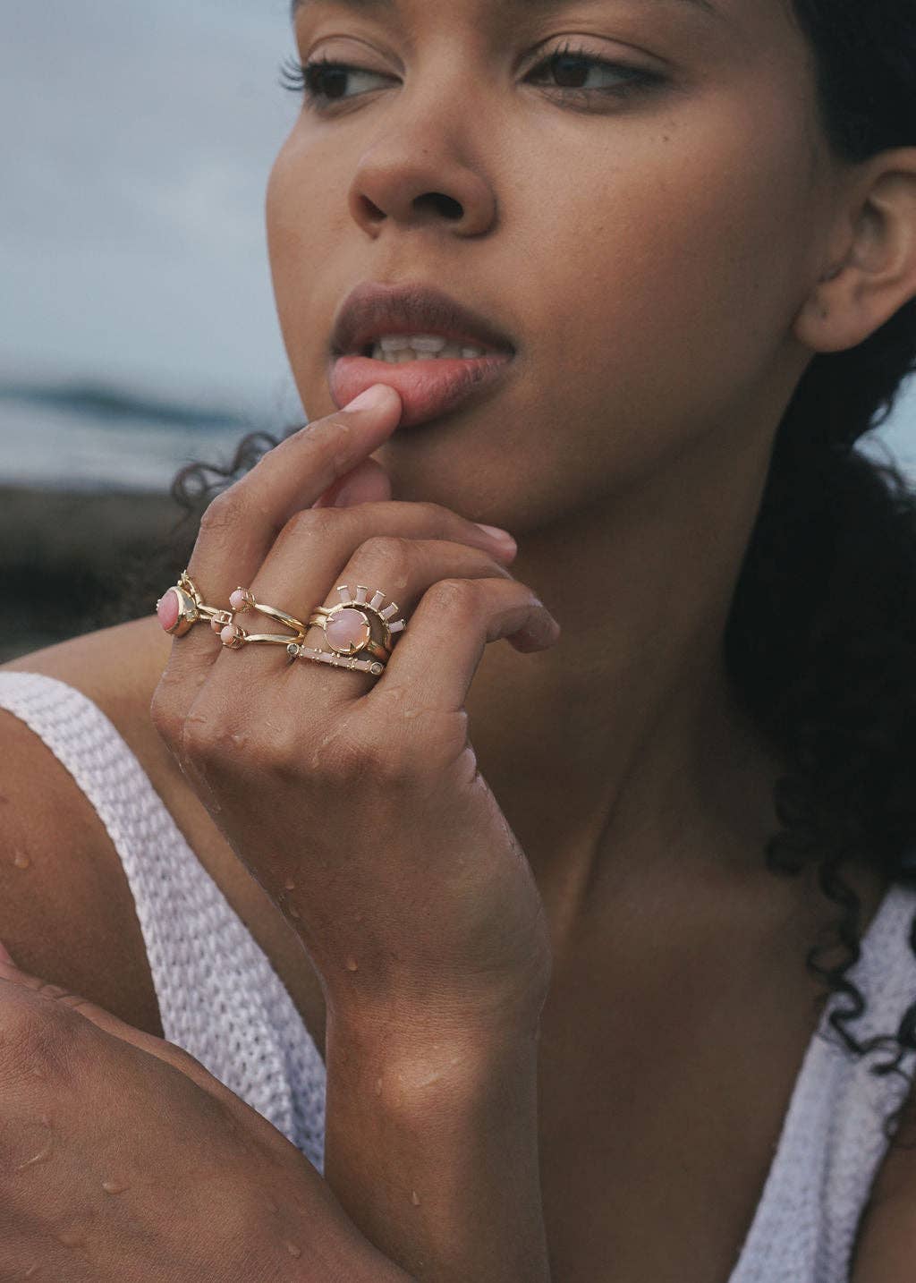 Cha Cha Bar Ring with Pink Opal and Opal