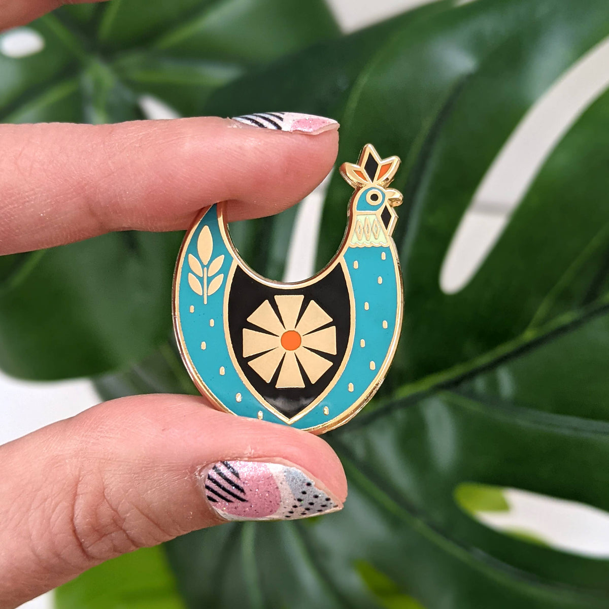 Teal Chicken Enamel Pin