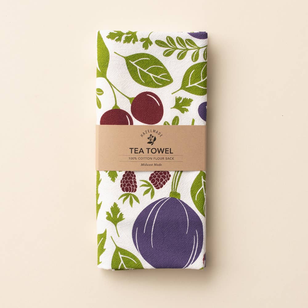 Farmers Market (Purple) Tea Towel