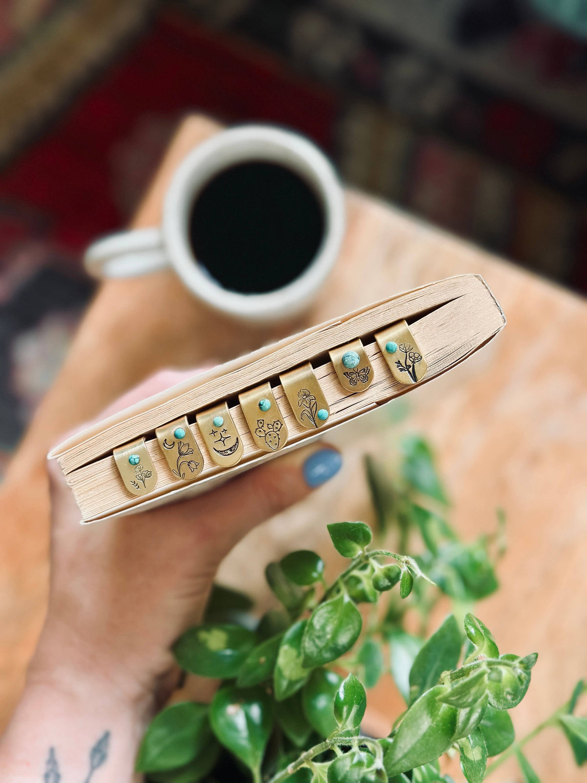 Brass Bookmark with Turquoise