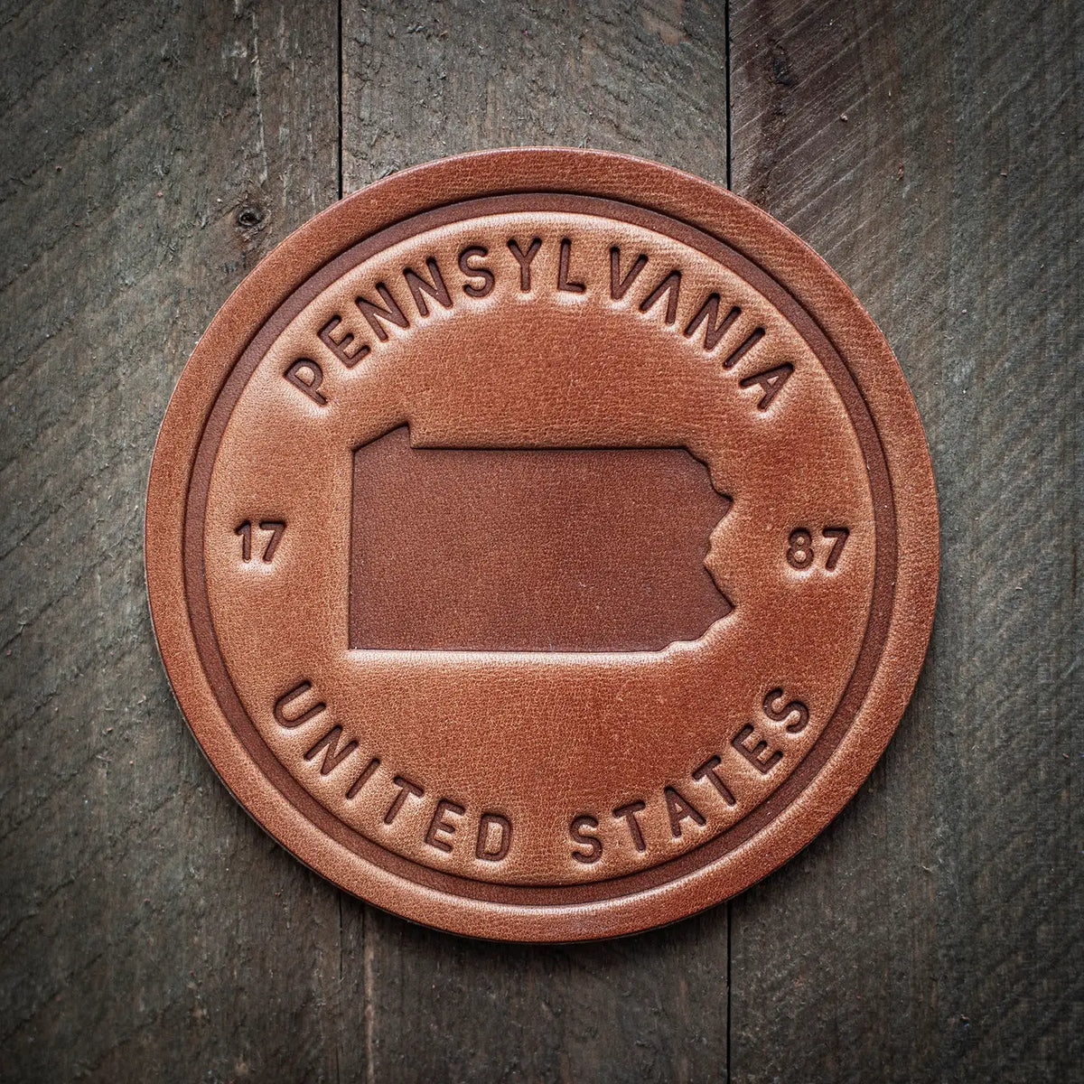 Pennsylvania State Leather Coaster