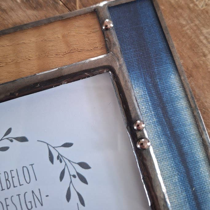 Frame Blue Shibori with Wood: (5 x 7)