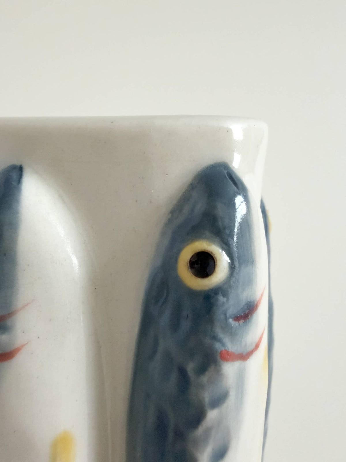 Hand-Painted Porcelain Sardine Fish Vase