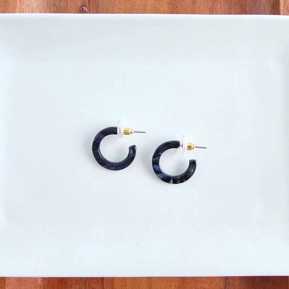 Micro Cam Mini Hoops in Midnight Shimmer