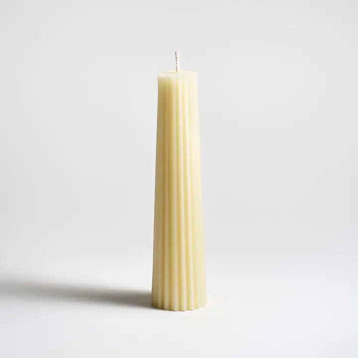 Tall Fluted Pillar Beeswax Candle