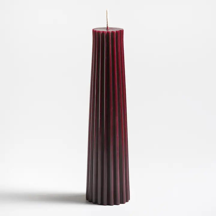 Tall Fluted Pillar Beeswax Candle