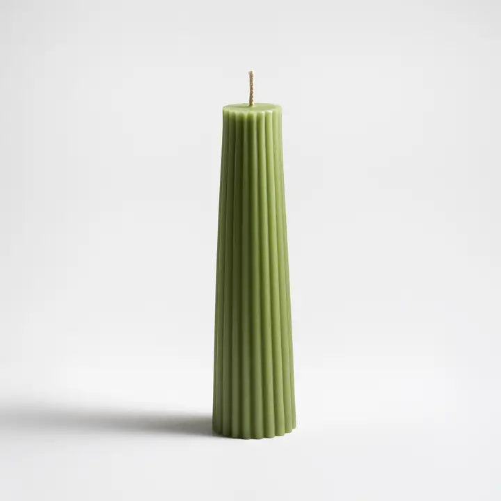 Tall Fluted Pillar Beeswax Candle