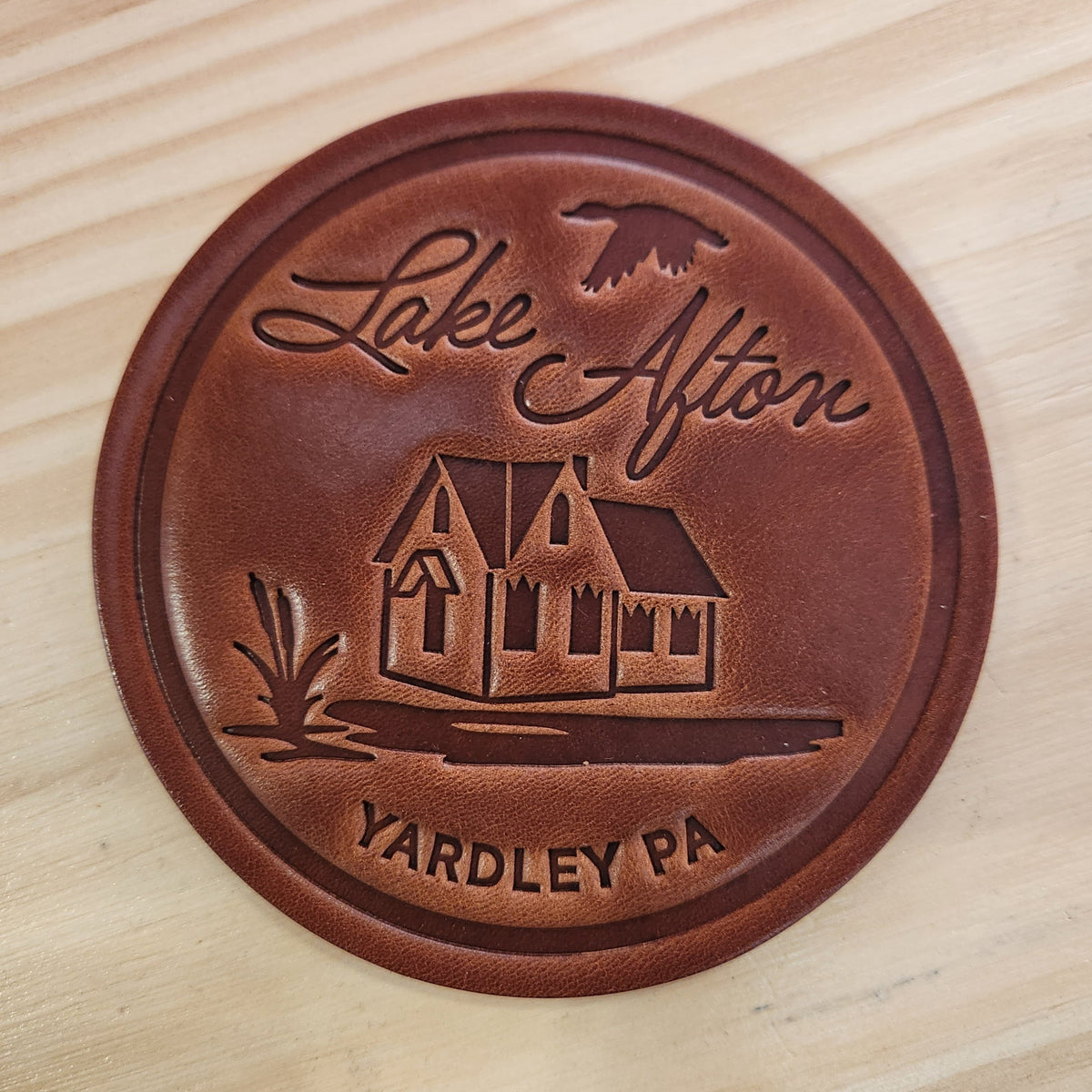 Lake Afton Leather Coaster