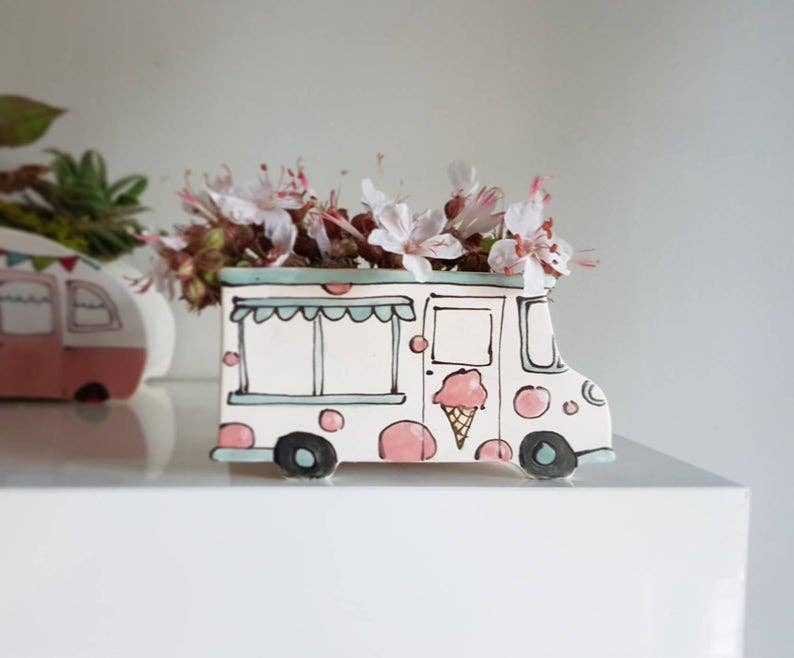 Small Vintage Ice Cream Truck Planter