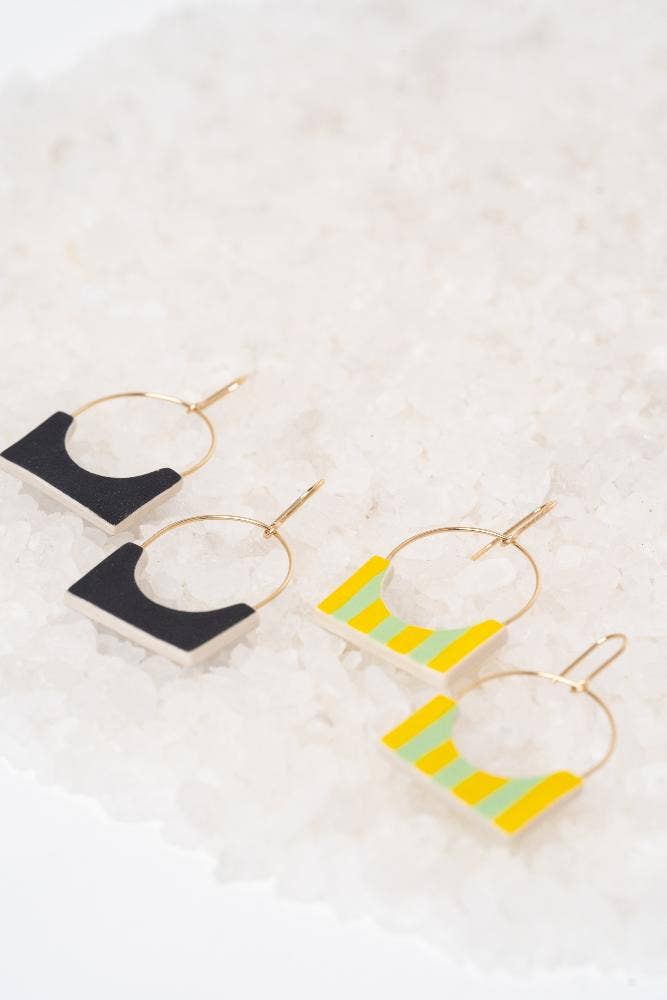 Striped Porcelain Hoop Earrings