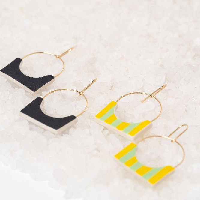 Striped Porcelain Hoop Earrings