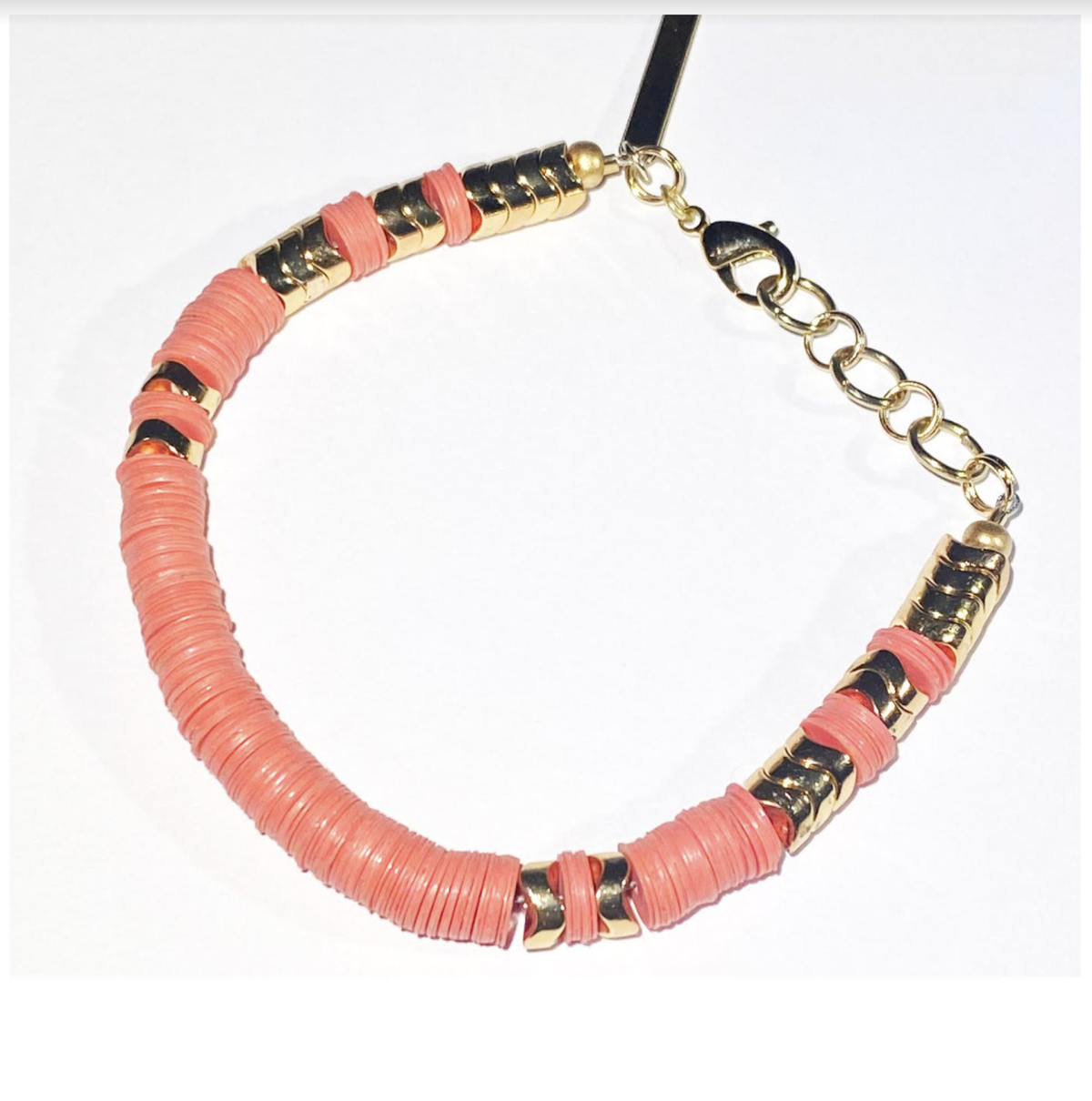 Recycled Vinyl Beaded Bracelet in Pink