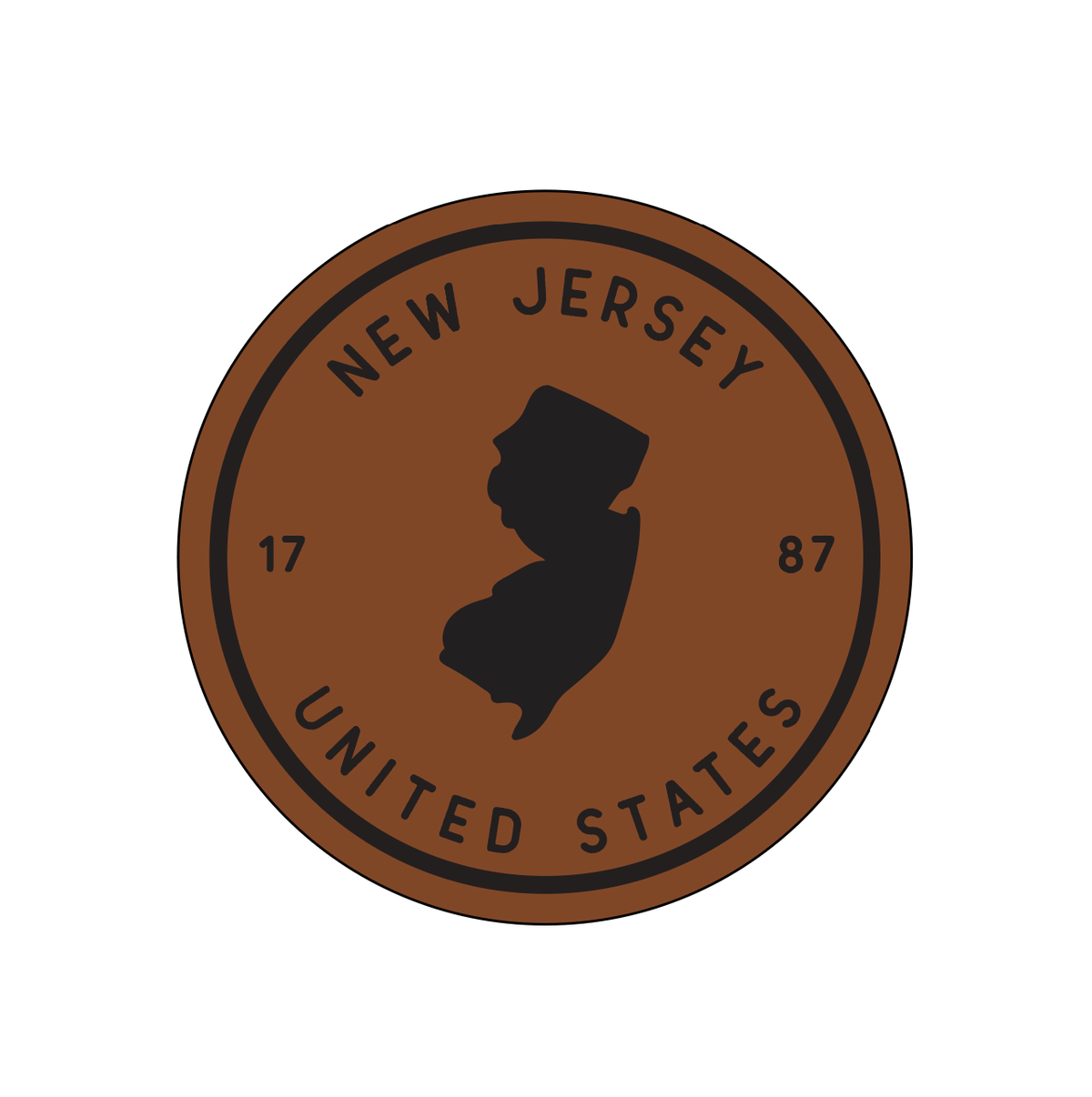 New Jersey State Silhouette Leather Coaster