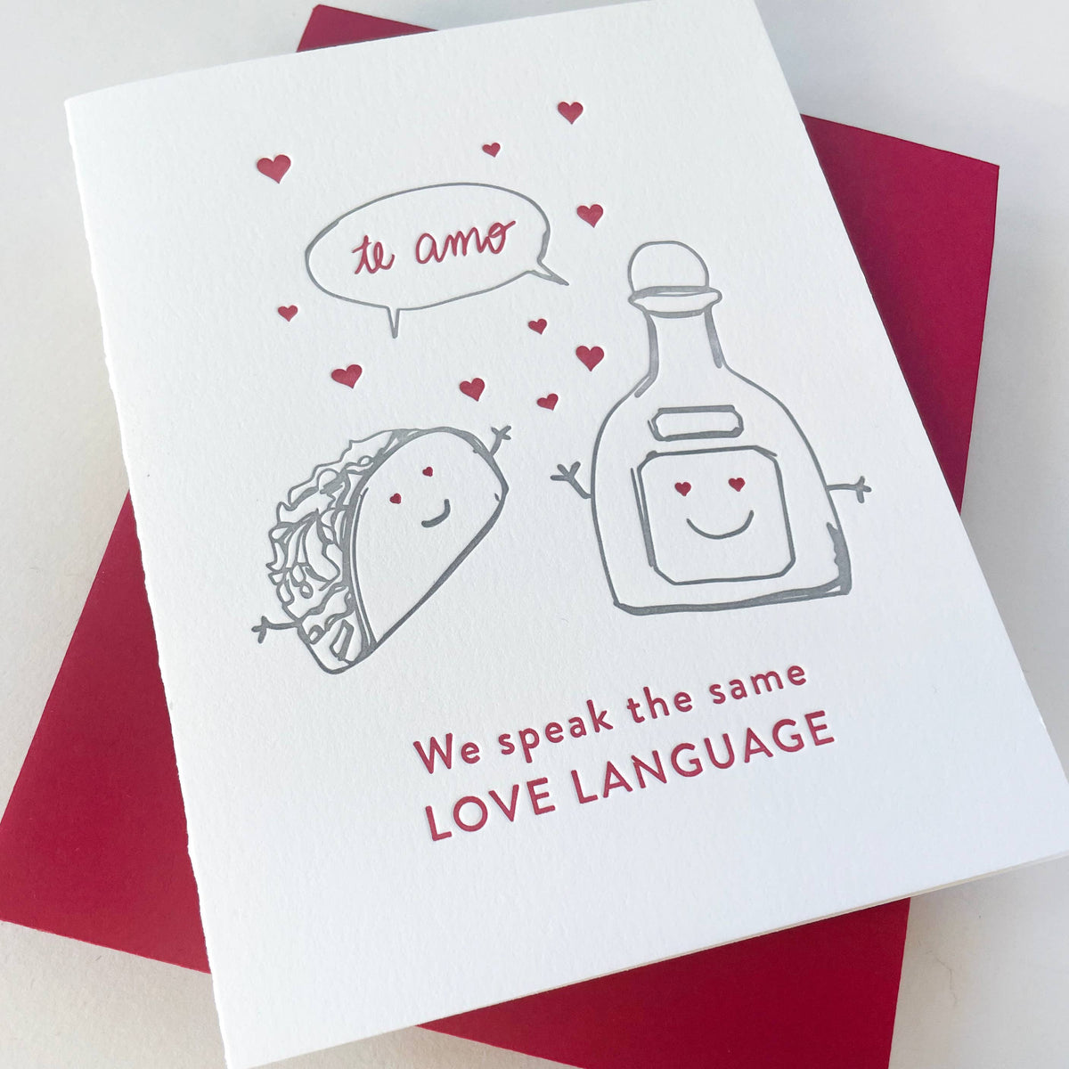 Taco Love Language - Letterpress Love and Valentine Anniversary Card